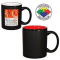 11 Oz. 2 Tone Satin Hilo C-Handle Mug - Screen Printed (Black/Red)